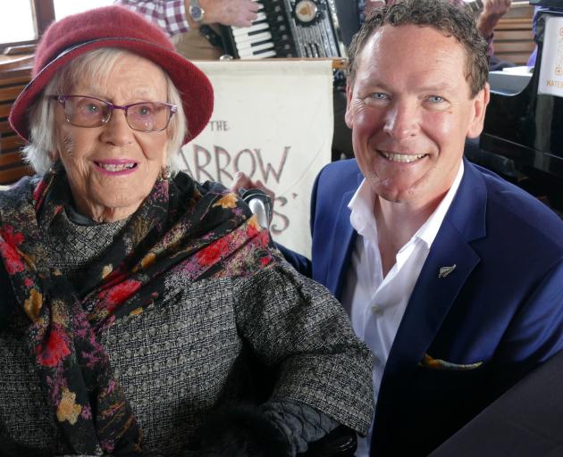 Lady Olive Hutchins (97) and RealNZ chief executive Stephen England-Hall aboard TSS Earnslaw...