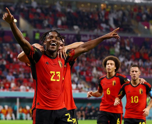 Belgium's Michy Batshuayi celebrates scoring Belgium's goal. Photo: Reuters