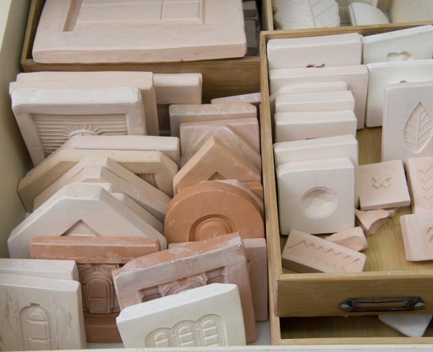 Bisque stamps enable patterns to be made on the clay. Photo: Gerard O'Brien