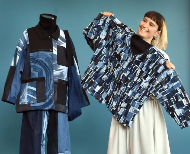 Otago Polytechnic graduate Ellen Ross displays some of the denim pieces she created as a finalist...
