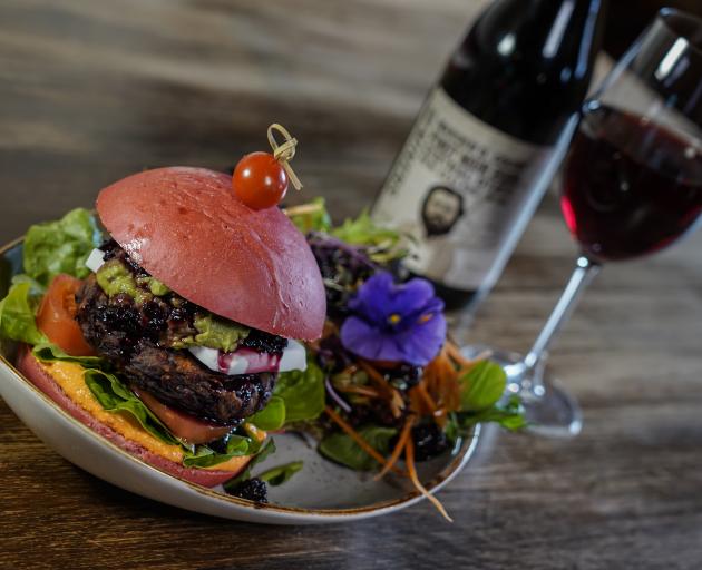 Dunstan House Cafe, Clyde’s beetroot and feta burger. PHOTO: JAMES JUBB