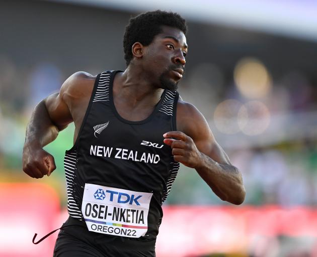 Kiwi sprinter Eddie Osei-Nketia in action at the world athletics championships. Photo: Getty Images
