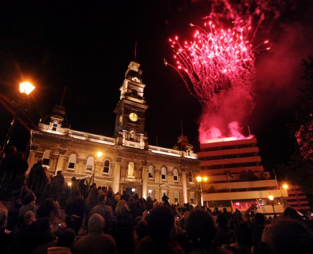 New Year's Eve celebrations in the Octagon, Dunedin.