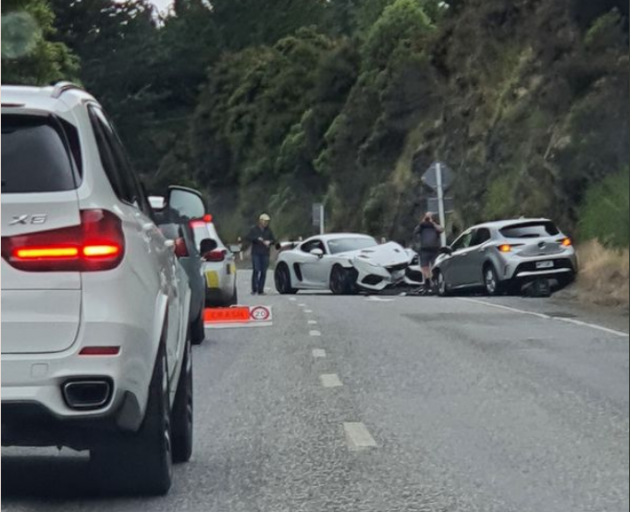 A head-on crash on State Highway 87. Photo: Supplied/Simon Smith