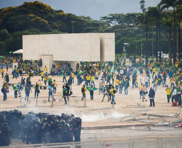 Bolsonaro supporters riot at Three Powers Plaza in Brasilia. Photo: Reuters