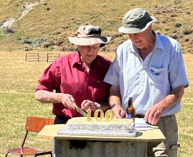 The St Bathans Collie Club’s oldest life member, Jim Morgan, of Omakau, cuts the birthday cake at...