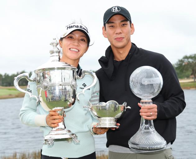 Lydia Ko and husband Chung Jun pose with the 
...