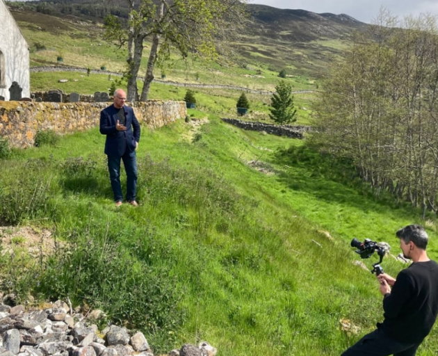 Filming at Croick Church, Highlands. Photo: Supplied