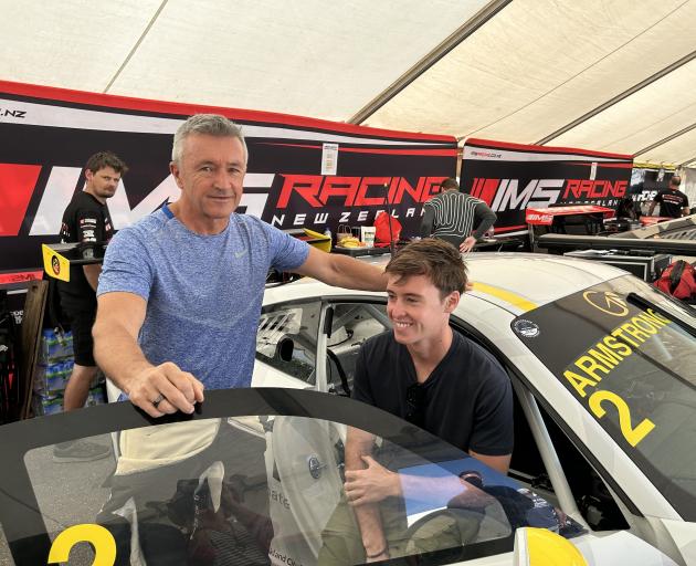 Rick Armstrong (left) and his son, Marcus, prepare for the Toyota 86 championship race at...
