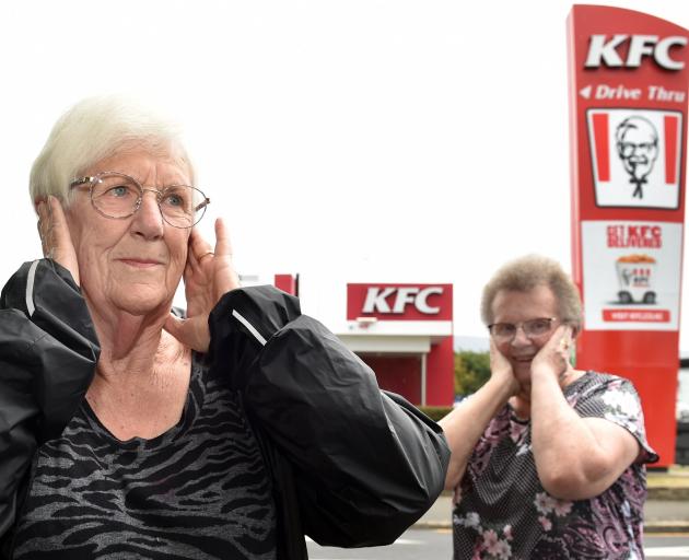 Bev Lyon (left) and Chris Wilson are sick of hearing the new fan from the KFC Dunedin South...