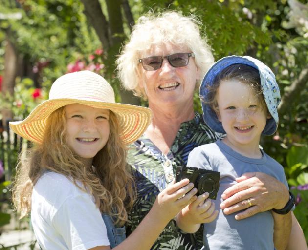 Mosgiel resident Gaye English with grandchildren Sophie Fisher (8) and Thomas Fisher (4), who...