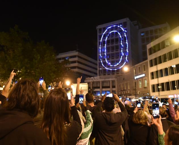 The new year was welcomed with lasers in Dunedin. Photo: Gregor Richardson