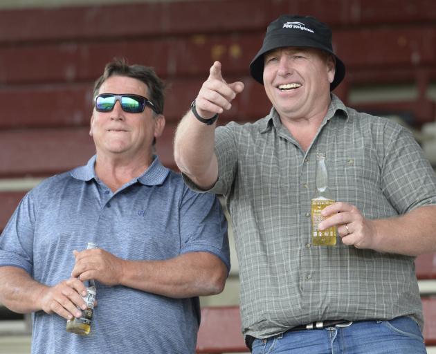 Dave Luff and Phill Bloomfield of Ashburton anxiously watch the races.