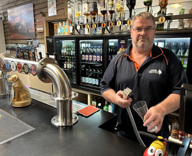 Ranfurly Hotel co-owner Simon Hickman has beer but is short of water to make mixers, ice and...