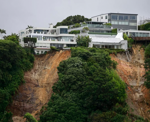 Several homes in Parnell's Crescent Rd were yellow-stickered due to landslips down into Hobson...