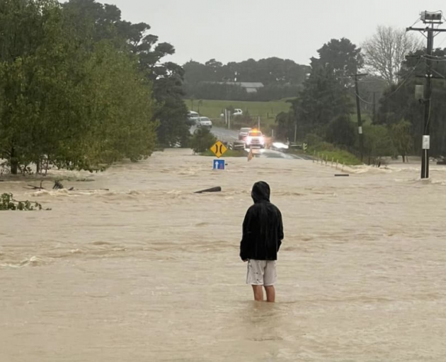 Flooding has hit Northland once again, cutting of the region from Auckland to the south. Photo:...