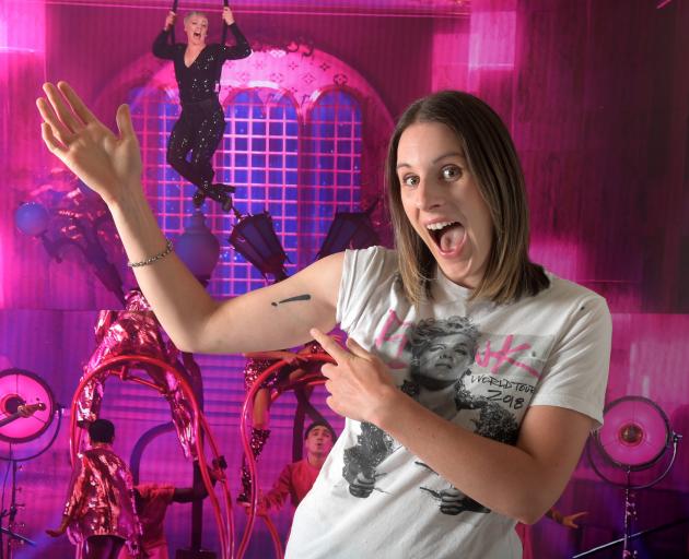 With artwork  to prove it, Meg Hellyer is super-excited about Pink’s 2024 Dunedin concert. PHOTO:...