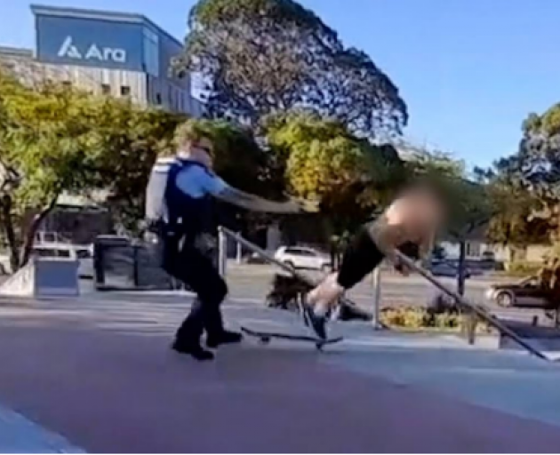 The man immediately fell forward.