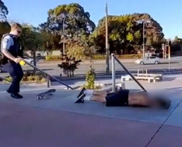 He landed face-first on the concrete.