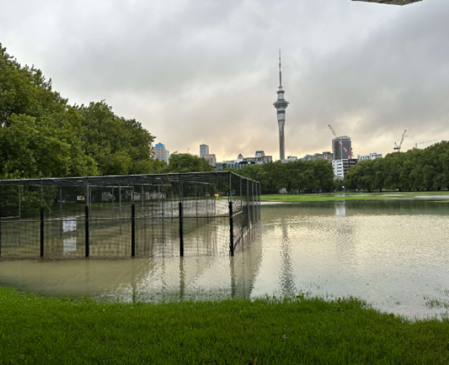 Flooding at Victoria Park in Auckland. Photo: Sophie Lyon via NZ Herald