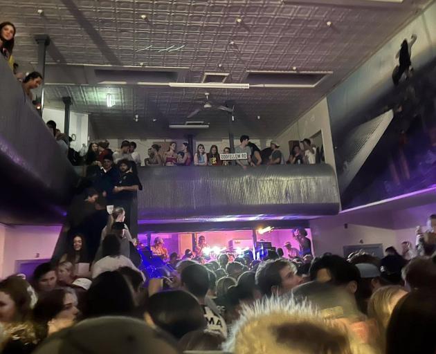 Students packed inside a View St flat in central Dunedin on Wednesday night. PHOTO: SUPPLIED