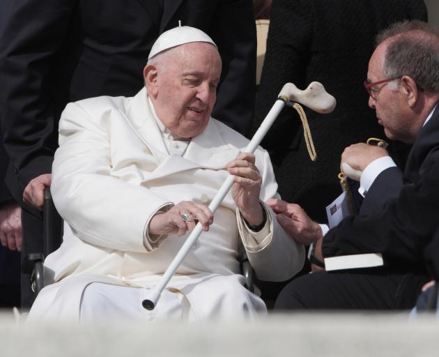 Pope Francis during the General Audience in St. Peter's Square, Vatican City, hours before he was...