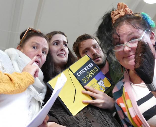 Rehearsing "Lessons Learned from Hannibal Lecter" are actors (from left) Sara Georgie, Maegan...