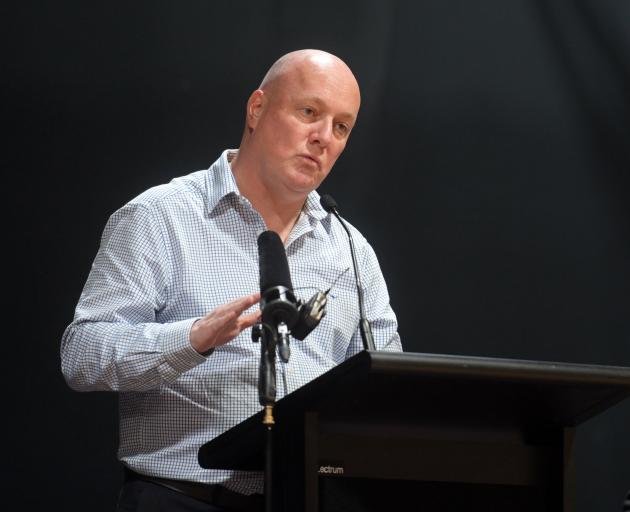 National Party leader Chris Luxon talks at the Gore Town and Country Club. PHOTOS: LINDA ROBERTSON