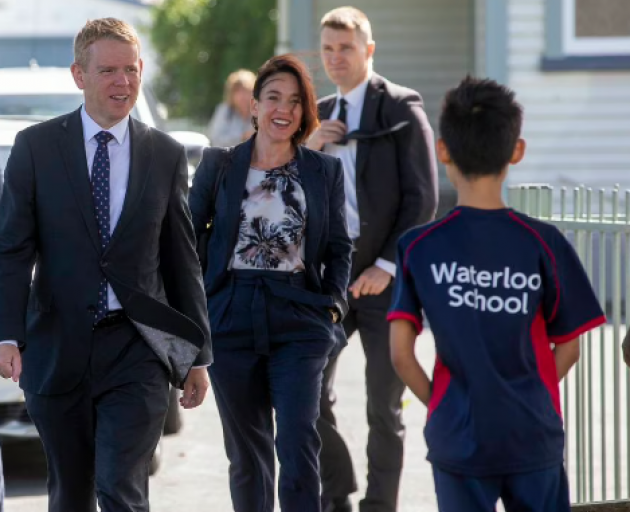 New Police Minister Ginny Andersen (right) tours the Hutt with Prime Minister Chris Hipkins, seen...