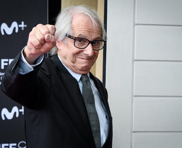 British film director Ken Loach gestures during a photocall for the film Sorry We Missed You at...