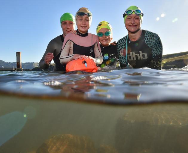 The Watts family of Dunedin (from left) Darren, Lorna (10), Gregor (13) and Sarah prepare for a 1...