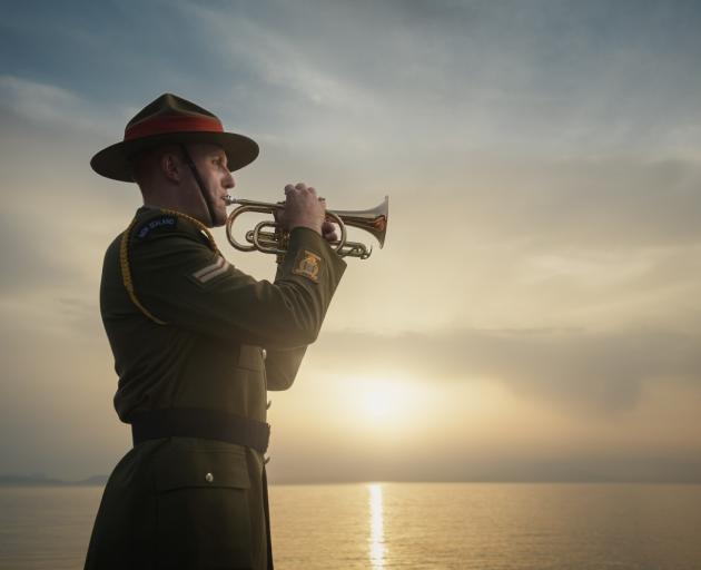 Raynor Martin practices The Last Post. Photo: Sean Spivey