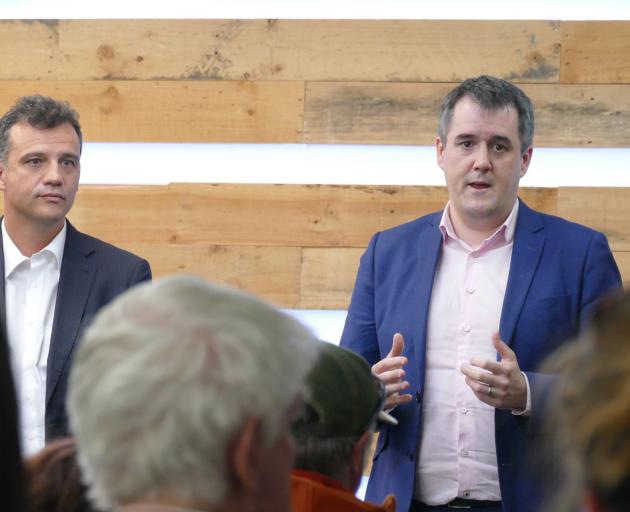 Southland National MP Joseph Mooney (left) and National Party housing spokesman Chris Bishop...