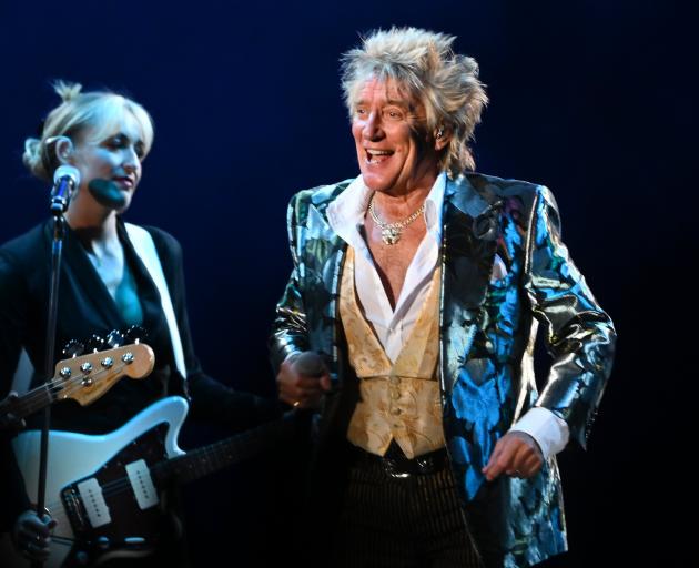 Sir Rod Stewart at Forsyth Barr Stadium last night. Photo: Craig Baxter