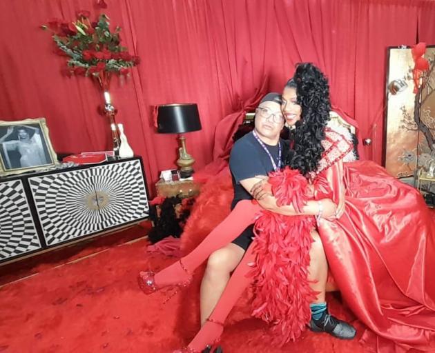 Drag Race fan, Rupene Amato of Wairoa, with season 12 winner, Jaida Essence Hall. Photo: Aroha...