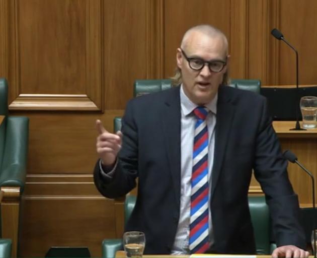 Labour Dunedin MP David Clark shares a family story with the House. PHOTO: PARLIAMENT TV