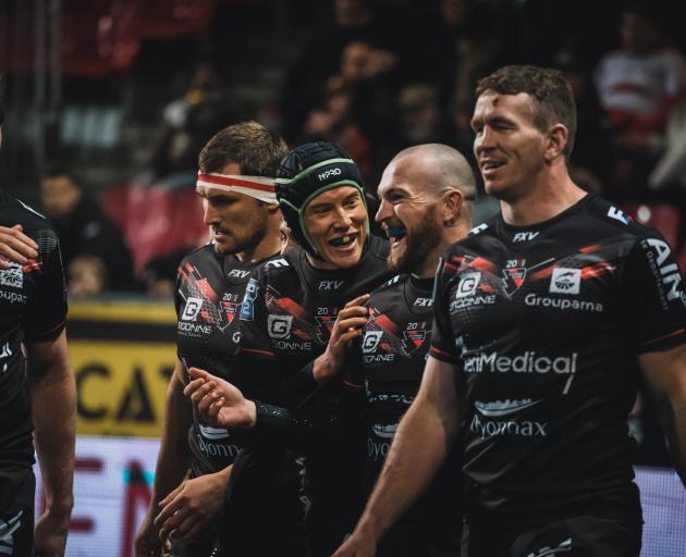 Former Otago outside backs Gavin Stark (left) and Tony Ensor are enjoying life with French club...