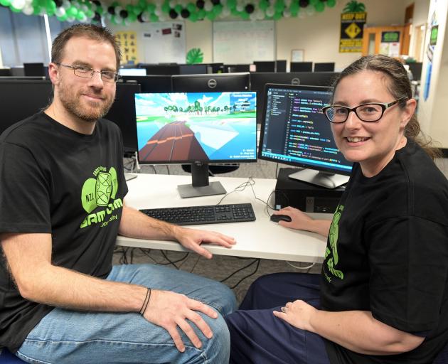 Information technology lecturer Adon Moskal and Otago games co-ordinator Mairead Fountain prepare...