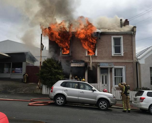 This fire destroyed a central Dunedin home in 2016 and was caused by unattended cooking. Photo:...