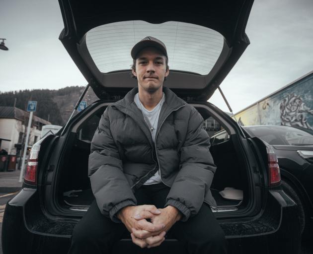 Otago Daily Times’ Rhyva van Onselen sits in the car he spent three nights living in to get a...