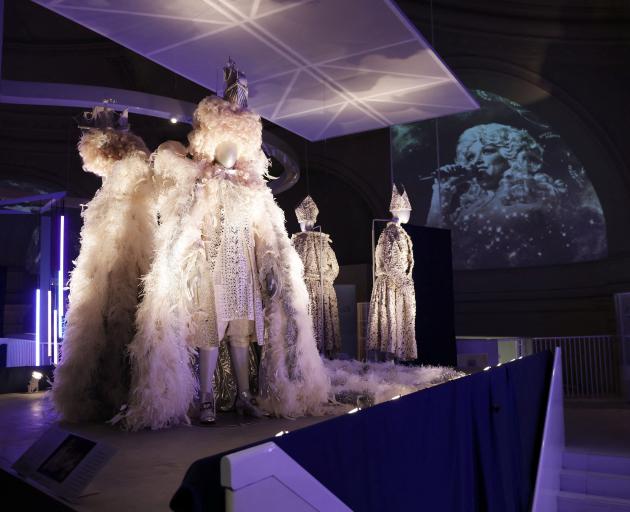 Elton John's 50th birthday costumes on display at DIVA at London's Victoria and Albert Museum....