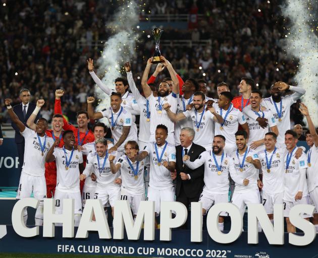 Real Madrid celebrate their Club World Cup win in 2022. Photo: Getty Images