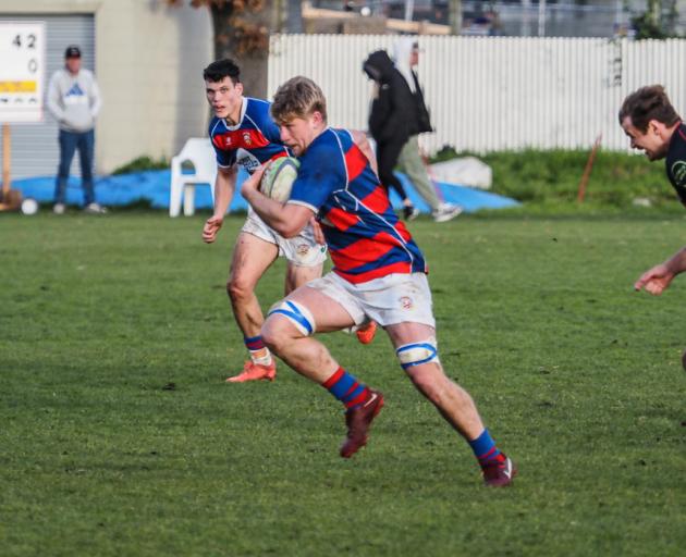 Openside flanker Josh Jones eyes the tryline in Sydenham's 82-0 win over Christchurch. Photo: B King