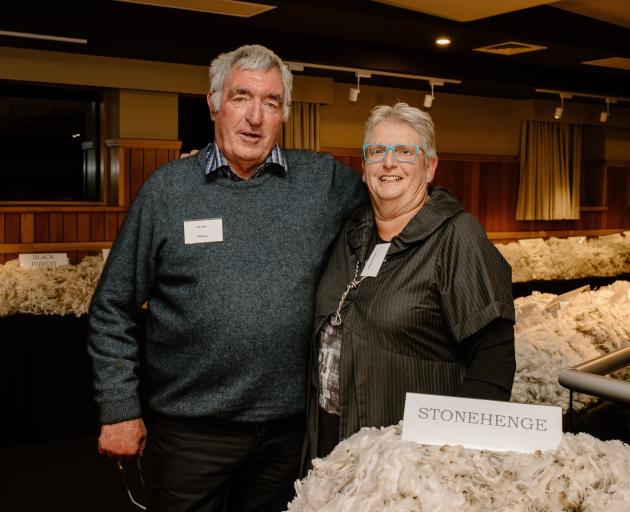 Jim Hore and Barbara Newton at the Otago Merino Association’s merino excellence awards in Wanaka...
