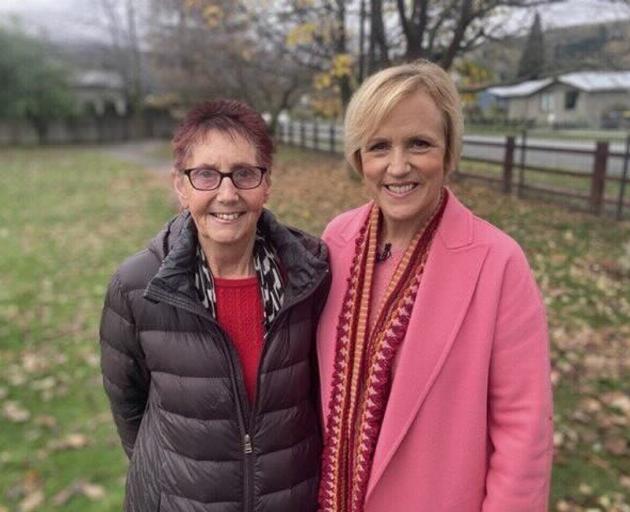 Clyde resident Carol Haig (left) is congratulated by television presenter Hilary Barry after...