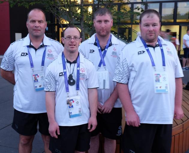 Otago athletes (from back left) Matt Woodason and Shane Hewitt ,and (front left) Ryan Stewart and...