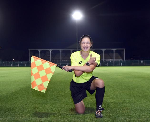 Football South referee development manager and World Cup referee liaison Allys Clipsham poses...