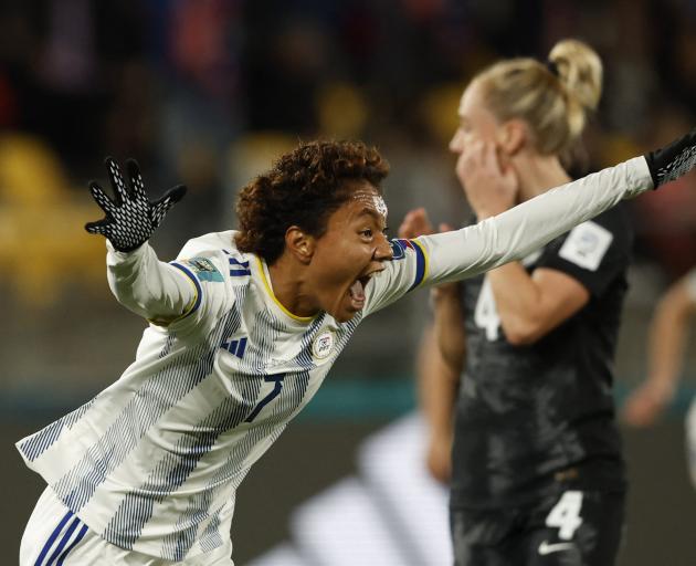 Philippines player Sarina Bolden celebrates scoring her country’s first Fifa Women’s World Cup...