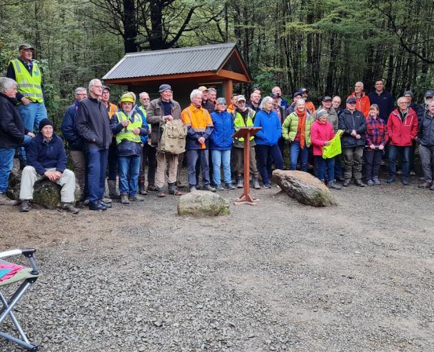 Officially open ... Around 100 people were at the official opening of the Sharplin Falls track.