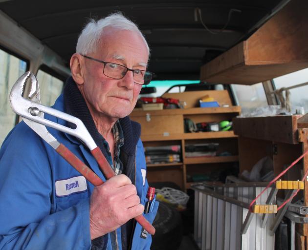 Russell Stewart puts his tools down for the final time. The electrician retired last Thursday....